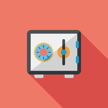 Emanet Kasası uzun gölge, eps10 düz simgesiyle