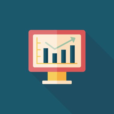 iş grafik düz simgesini uzun gölge, eps10 ile