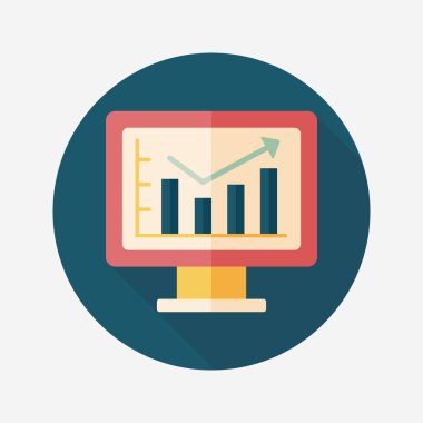 iş grafik düz simgesini uzun gölge, eps10 ile