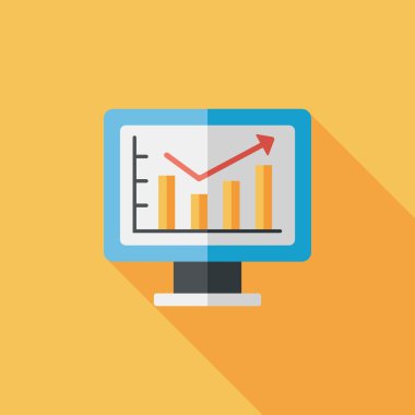 iş grafik düz simgesini uzun gölge, eps10 ile