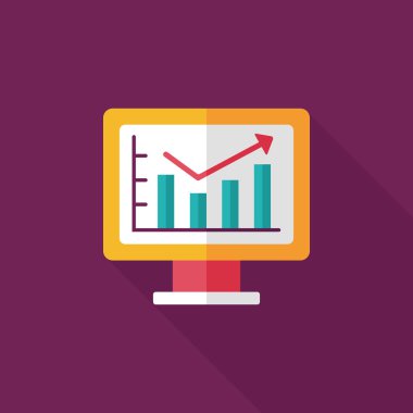 iş grafik düz simgesini uzun gölge, eps10 ile