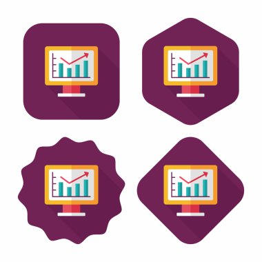 iş grafik düz simgesini uzun gölge, eps10 ile