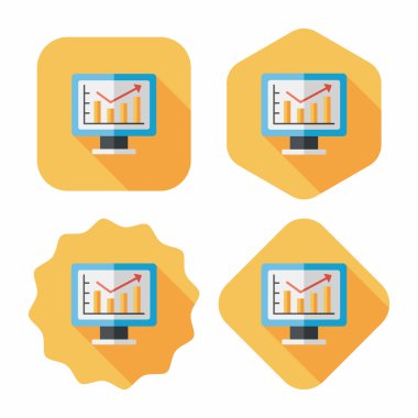 iş grafik düz simgesini uzun gölge, eps10 ile