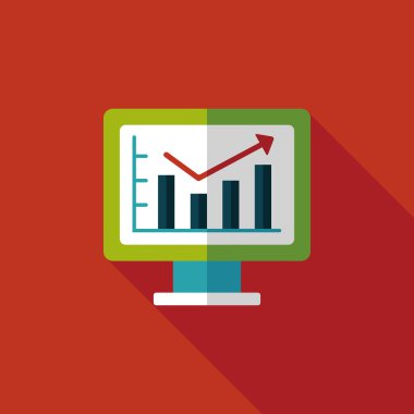 iş grafik düz simgesini uzun gölge, eps10 ile