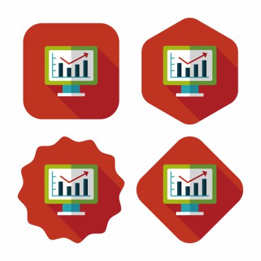 iş grafik düz simgesini uzun gölge, eps10 ile