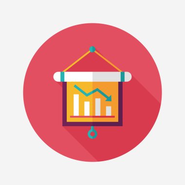 iş grafik düz simgesini uzun gölge, eps10 ile