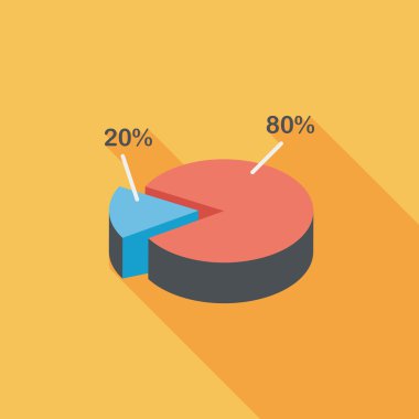 iş grafik düz simgesini uzun gölge, eps10 ile
