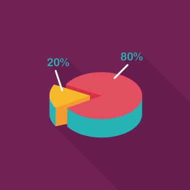 iş grafik düz simgesini uzun gölge, eps10 ile