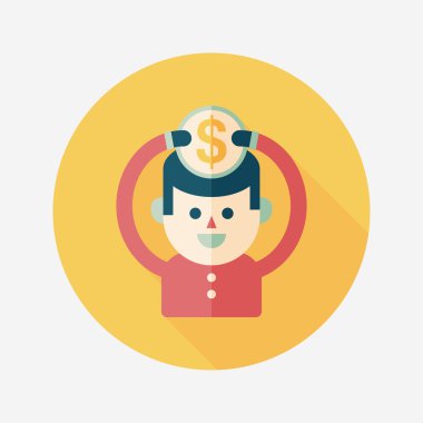 Uzun Gölge, eps10 ile para düz simgesi tutan kişi