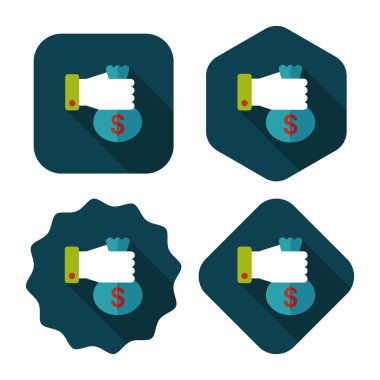 Uzun Gölge, eps10 ile para düz simgesi tutan kişi