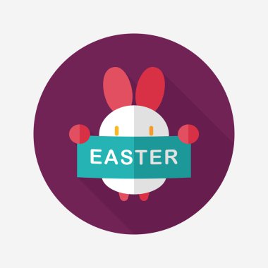 Paskalya tavşanı düz simgesi ile uzun gölge, eps10