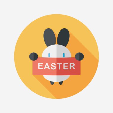 Paskalya tavşanı düz simgesi ile uzun gölge, eps10