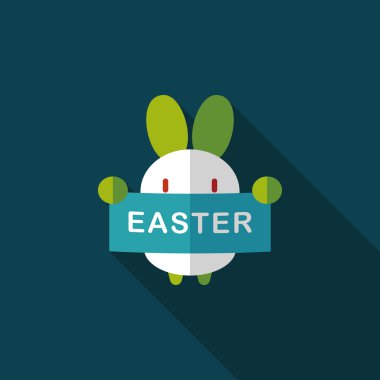 Paskalya tavşanı düz simgesi ile uzun gölge, eps10