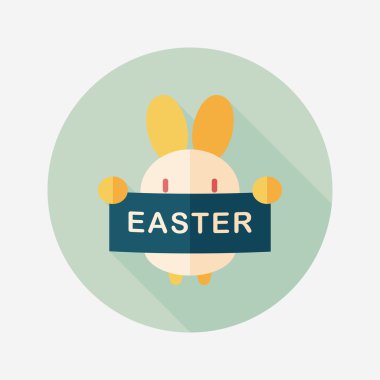 Paskalya tavşanı düz simgesi ile uzun gölge, eps10