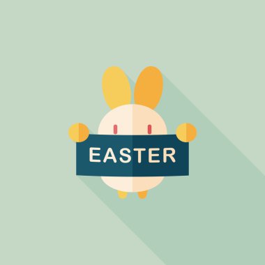 Paskalya tavşanı düz simgesi ile uzun gölge, eps10