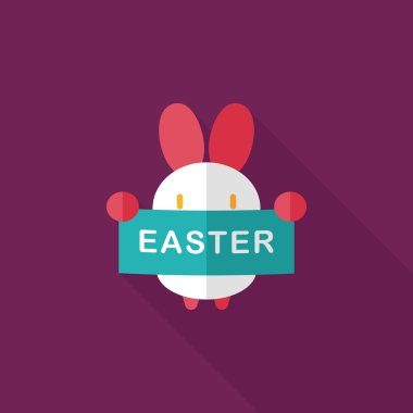 Paskalya tavşanı düz simgesi ile uzun gölge, eps10