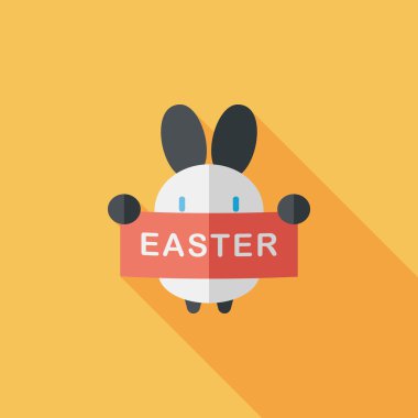 Paskalya tavşanı düz simgesi ile uzun gölge, eps10