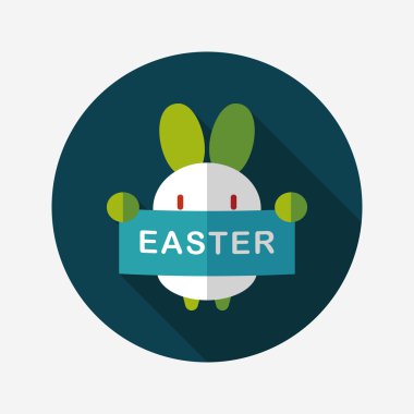 Paskalya tavşanı düz simgesi ile uzun gölge, eps10