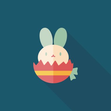 Paskalya tavşanı düz simgesi ile uzun gölge, eps10