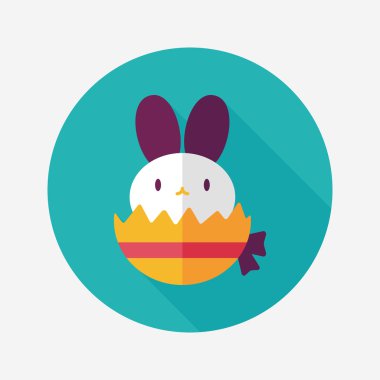 Paskalya tavşanı düz simgesi ile uzun gölge, eps10