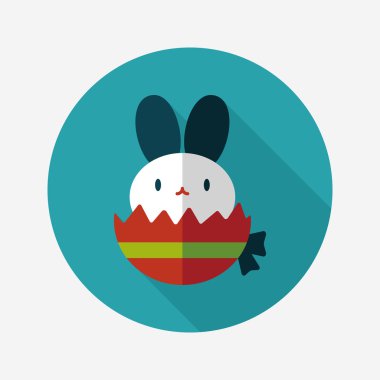 Paskalya tavşanı düz simgesi ile uzun gölge, eps10