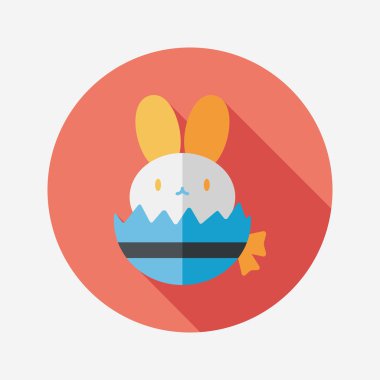 Paskalya tavşanı düz simgesi ile uzun gölge, eps10