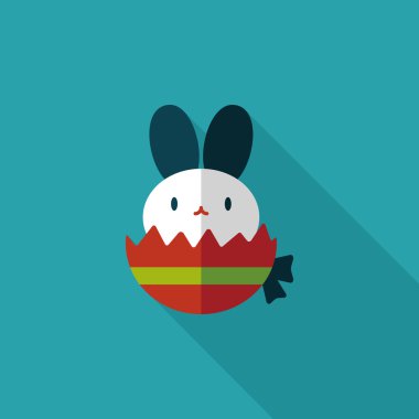 Paskalya tavşanı düz simgesi ile uzun gölge, eps10