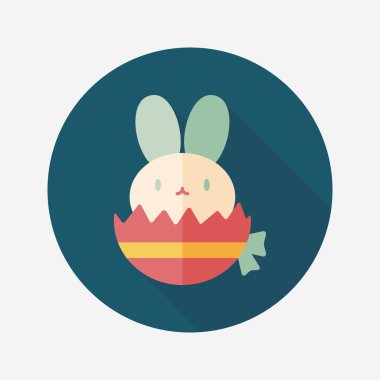 Paskalya tavşanı düz simgesi ile uzun gölge, eps10