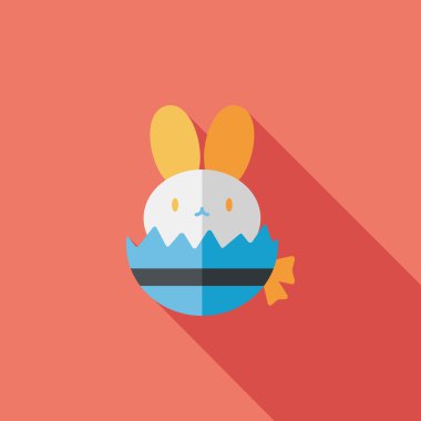 Paskalya tavşanı düz simgesi ile uzun gölge, eps10