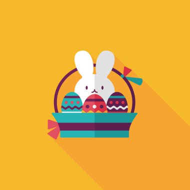 Paskalya tavşanı düz simgesi ile uzun gölge, eps10