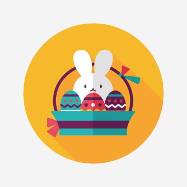 Paskalya tavşanı düz simgesi ile uzun gölge, eps10