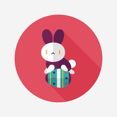 Paskalya tavşanı düz simgesi ile uzun gölge, eps10