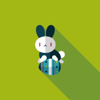 Paskalya tavşanı düz simgesi ile uzun gölge, eps10