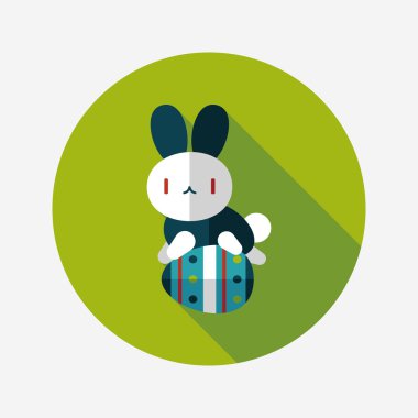 Paskalya tavşanı düz simgesi ile uzun gölge, eps10