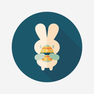 Paskalya tavşanı düz simgesi ile uzun gölge, eps10