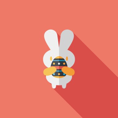 Paskalya tavşanı düz simgesi ile uzun gölge, eps10