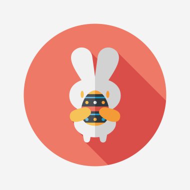 Paskalya tavşanı düz simgesi ile uzun gölge, eps10