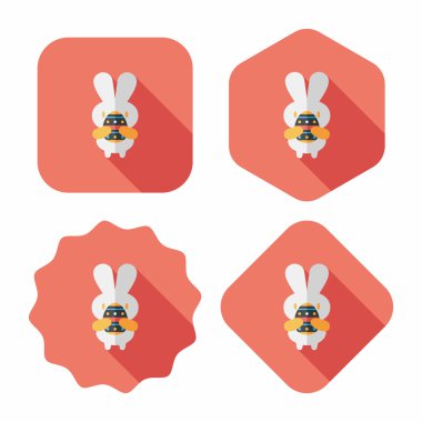 Paskalya tavşanı düz simgesi ile uzun gölge, eps10