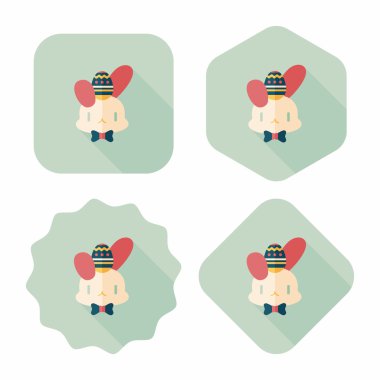 Paskalya tavşanı düz simgesi ile uzun gölge, eps10