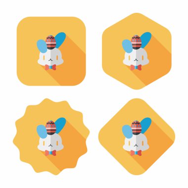 Paskalya tavşanı düz simgesi ile uzun gölge, eps10