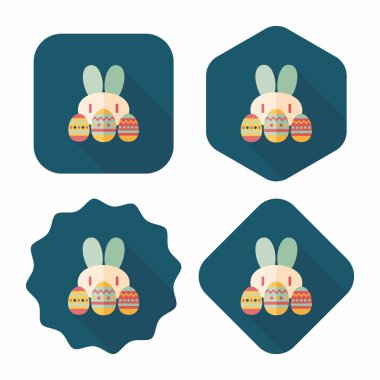 Paskalya tavşanı düz simgesi ile uzun gölge, eps10