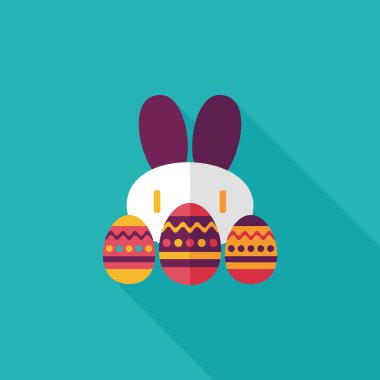 Paskalya tavşanı düz simgesi ile uzun gölge, eps10