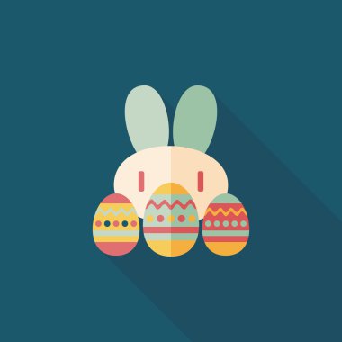 Paskalya tavşanı düz simgesi ile uzun gölge, eps10