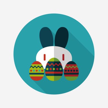 Paskalya tavşanı düz simgesi ile uzun gölge, eps10