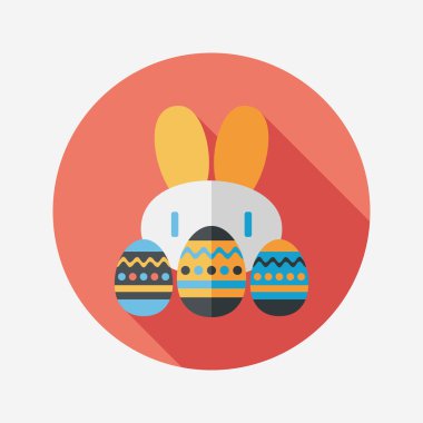 Paskalya tavşanı düz simgesi ile uzun gölge, eps10