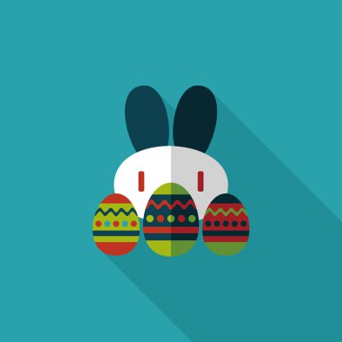 Paskalya tavşanı düz simgesi ile uzun gölge, eps10