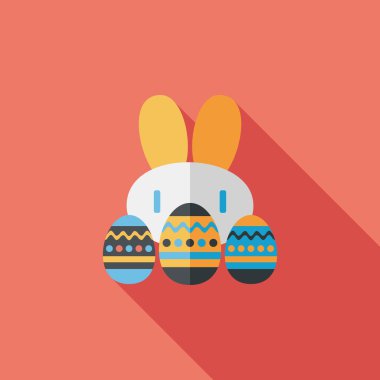 Paskalya tavşanı düz simgesi ile uzun gölge, eps10