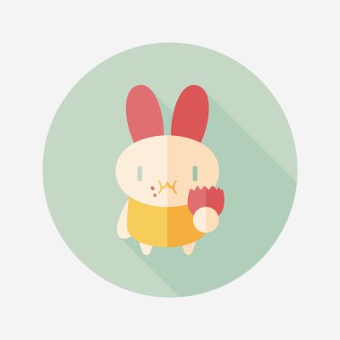 Paskalya tavşanı düz simgesi ile uzun gölge, eps10