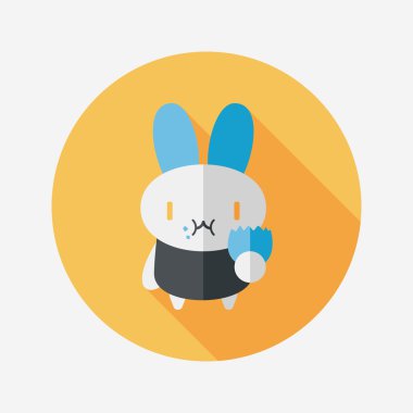 Paskalya tavşanı düz simgesi ile uzun gölge, eps10