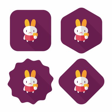 Paskalya tavşanı düz simgesi ile uzun gölge, eps10